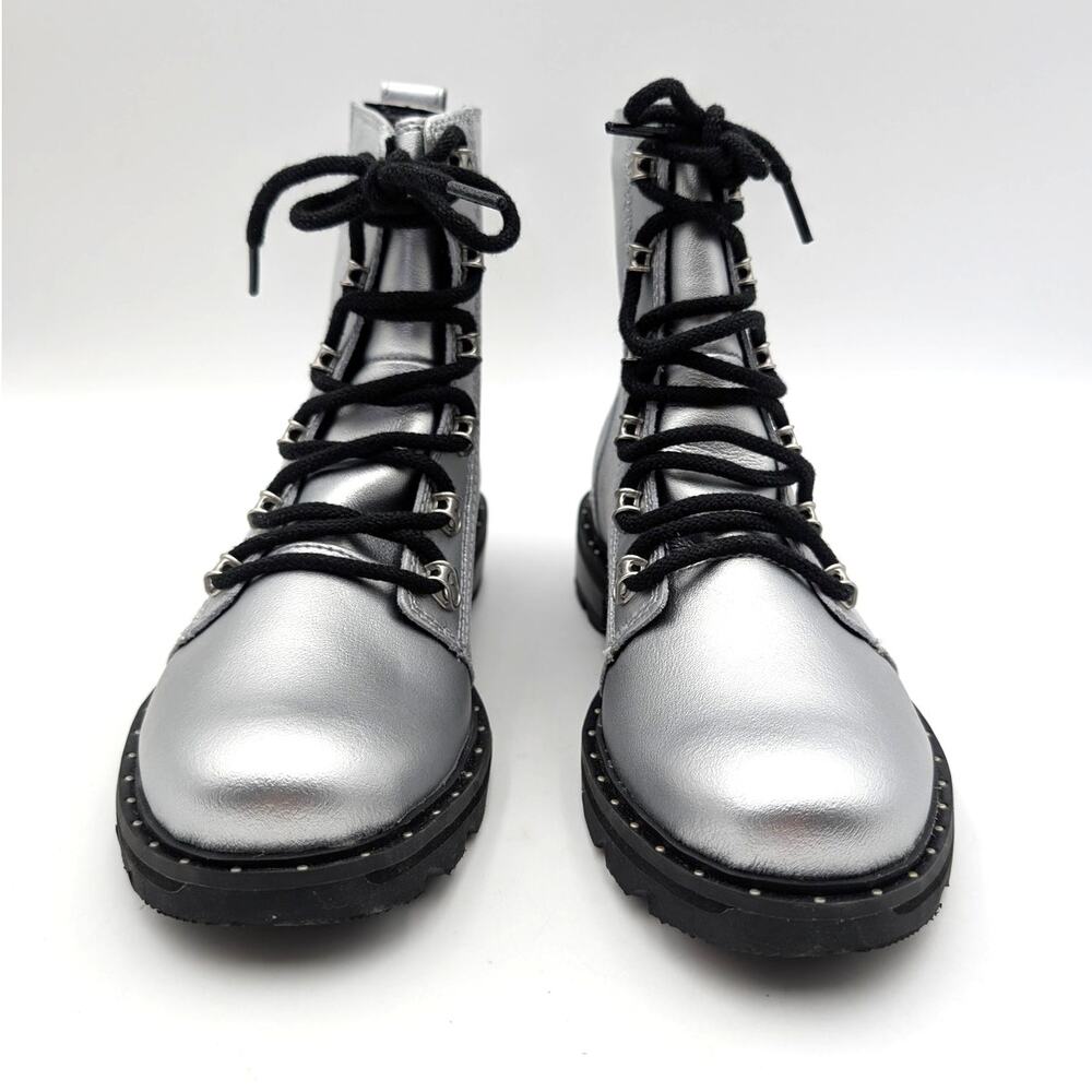 Sorel Lennox Lace-Up Ankle Boots Round Toe Women's Silver Metallic Size US8 EU39 - Picture 2 of 11
